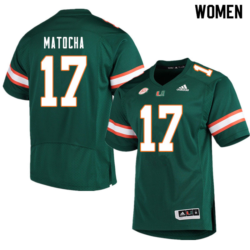 Women #17 Peyton Matocha Miami Hurricanes College Football Jerseys Sale-Green